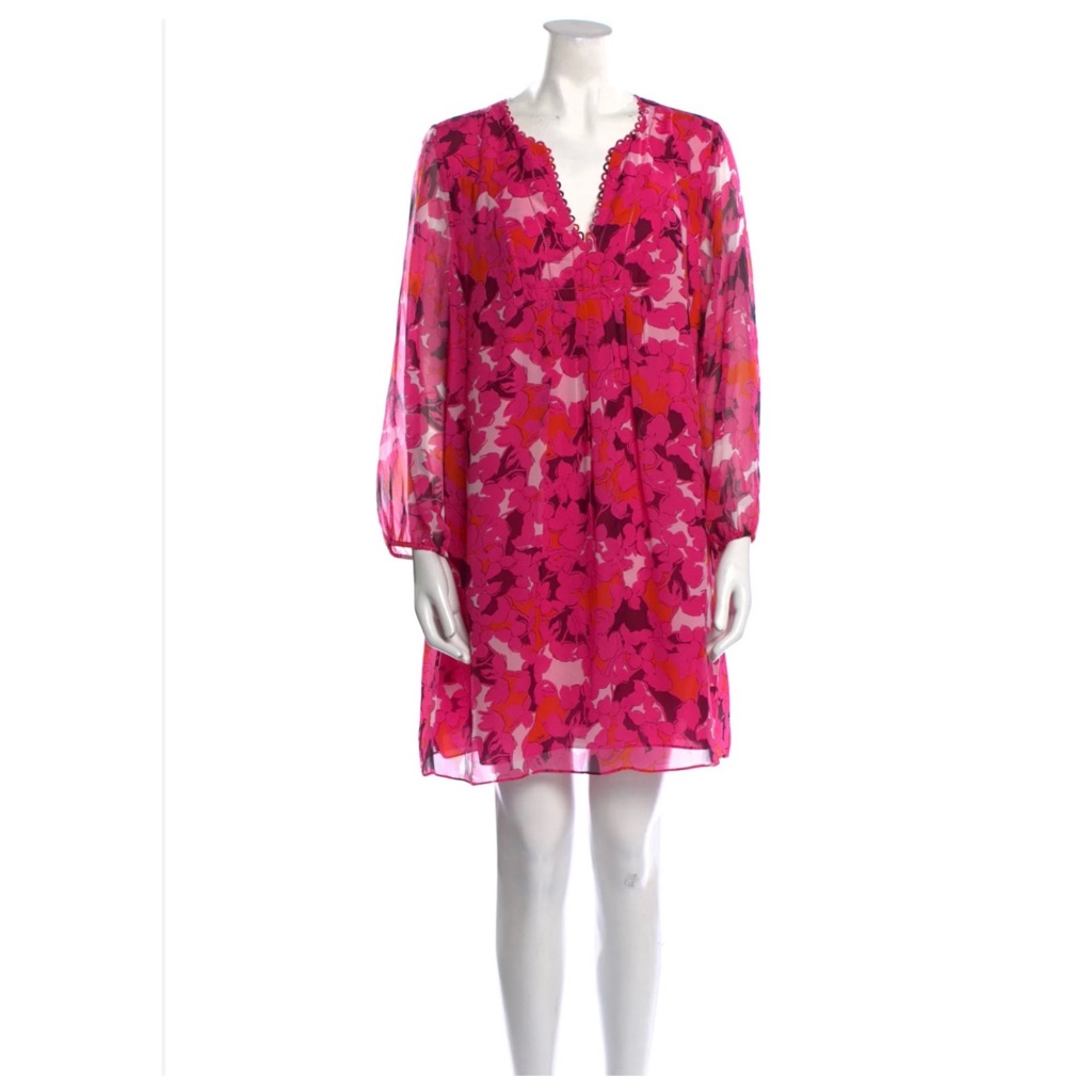 Diane Von Furstenberg Women’s Sz 4 Silk Pink Mini Dress Geometric Print